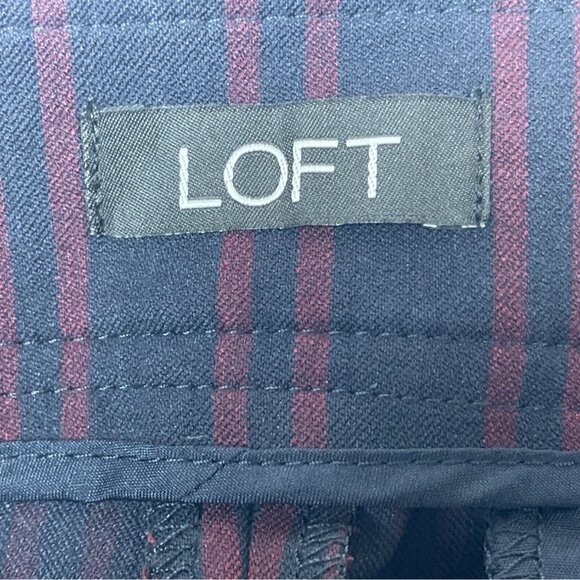 Loft Marisa Trouser Pants Navy & Burgundy  High-Waist Wide-Leg Size 4 - New - Picture 6 of 11